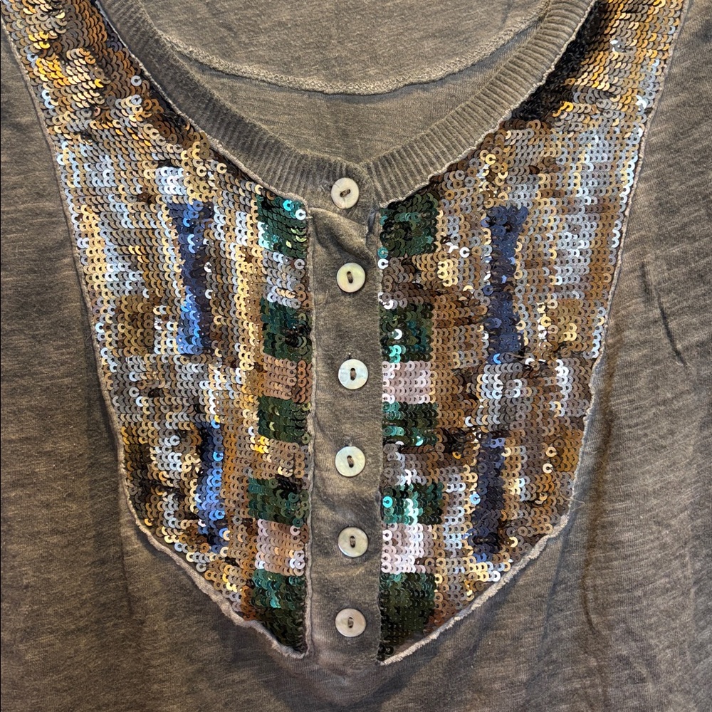 Free people Henley with sequins